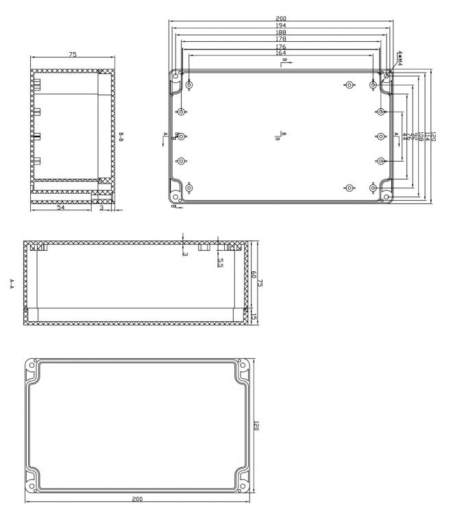 PCB 200x120x75mm 307g Small Plastic Box For Electronics