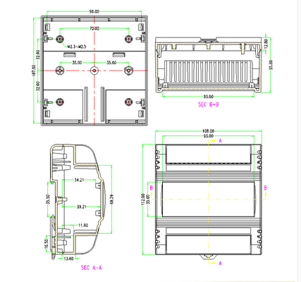 108*112*56mm Din Rail Enclosure For Electronic Diy Fireproof Plastic Housing Distribution Box