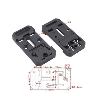 35mm Wide 67.5mm Long Nylon PA66 DIN Rail Clips Mount Holder  A-35-2 In Black and Grey Color