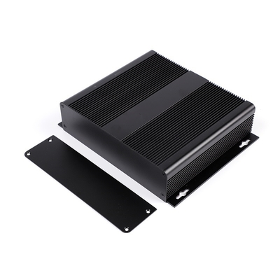 204x48x150mm Extruded Large Aluminum Enclosure With Heatsink Sides In Black Silver Color