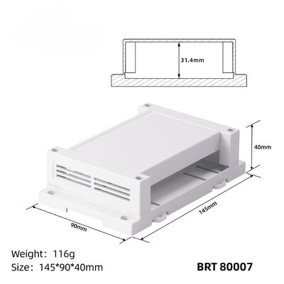 Fire Retardant DIN Rail Enclosure 145x90x40mm for Electronic Home Automation PLC Switch Box