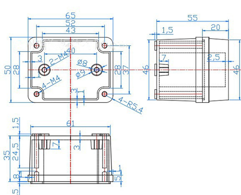 65x50x55 Mm Waterproof Plastic CCTV Junction Box IP66 With Plastic Screws