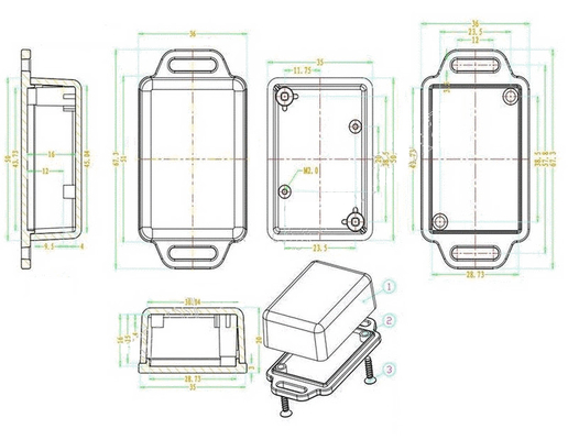 51*36*20mm ABS Plastic Electronics Enclosure Junction Box For PCB And Gps Tracker